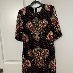 Elegant Anthropology Paisley Print Dress - Red and Black